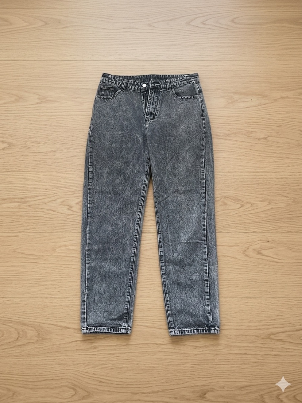 High-Waist Acid Wash Jeans - Gray
